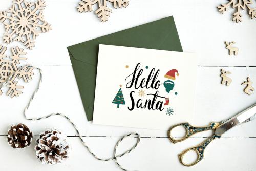 Hello Santa Christmas card mockup - 520193