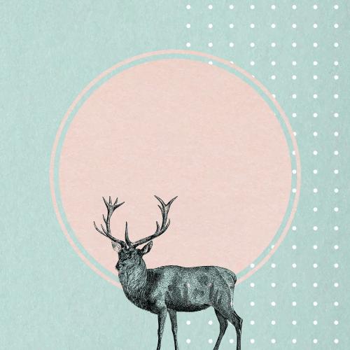 Blank round frame with a deer vector - 1219299