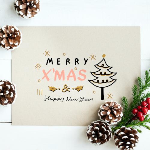 Merry X'Mas and Happy New Year card mockup - 520199