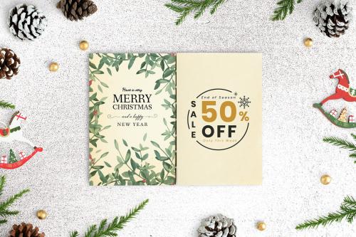 Merry Christmas and Happy New Year greeting card mockup - 520209