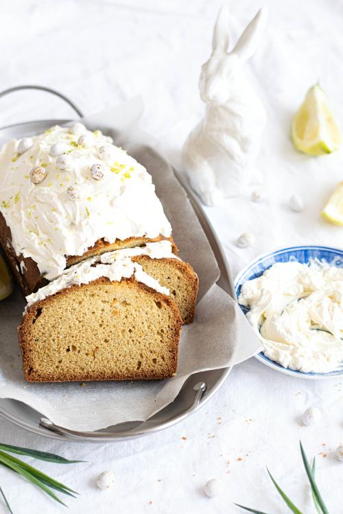 Slice of fresh baked homemade lemon cake - 2269690