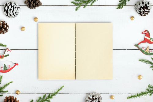 Christmas illustrations in a notebook mockup - 520212