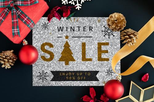 Half price winter sale sign mockup - 520214