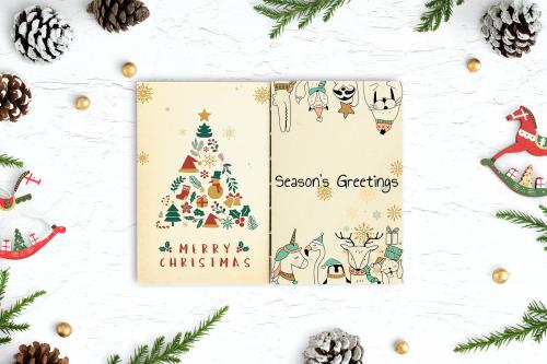 Christmas illustrations in a notebook mockup - 520217