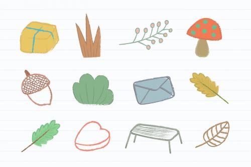 Cute autumn doodles icon set - 1220141