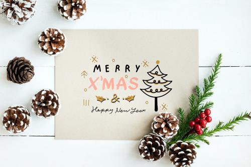 Merry X'Mas and Happy New Year card mockup - 520218