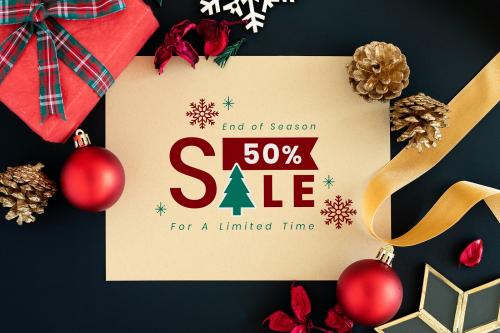 50% Christmas sale sign mockup - 520220