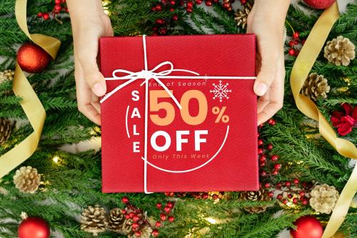 50% Christmas sale sign mockup - 520223