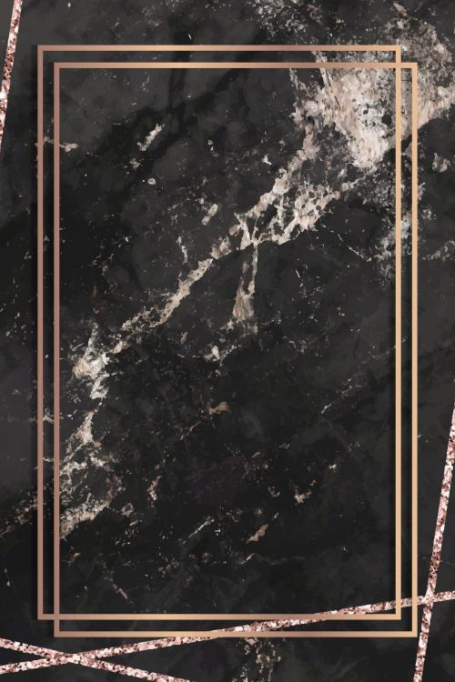 Rectangle frame on black marbled background vector - 1222962