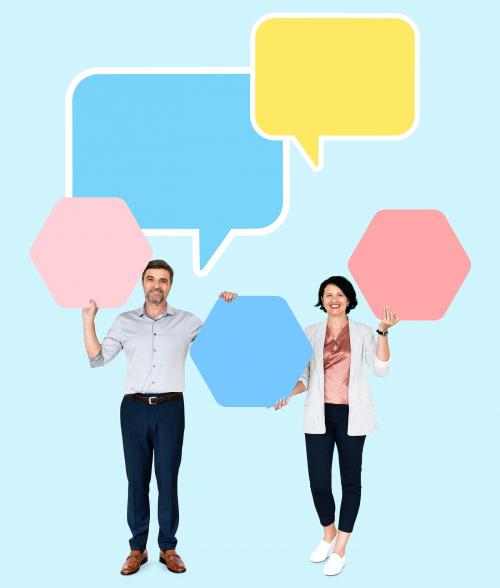 Business partners with blank speech bubbles - 504234