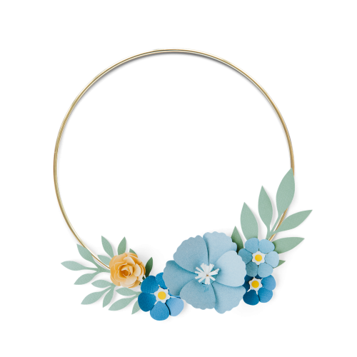 Round gold frame with paper craft flowers transparent png - 2025445