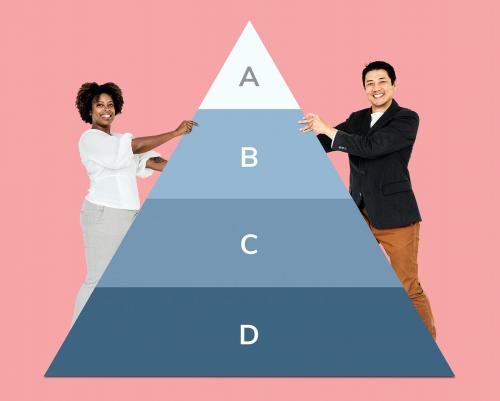 Man and woman holding a pyramid graph - 504239