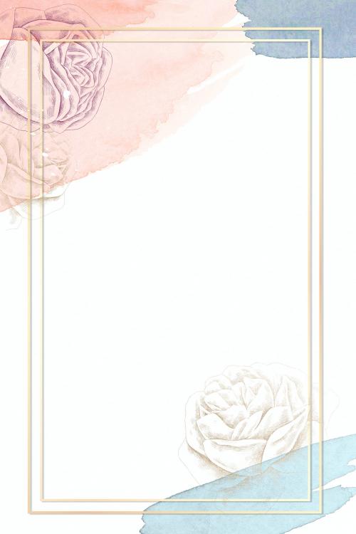 Blooming rose floral frame mobile phone wallpaper illustration - 2091350