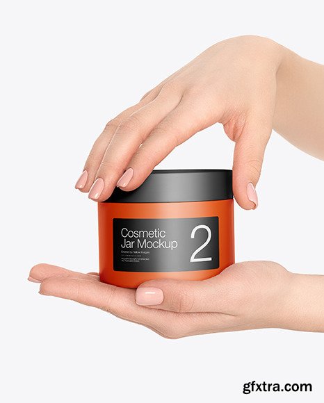 Cosmetic Jar in Hands Mockup 59253