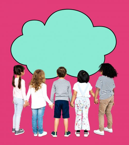 Children holding hands with a cloud shape - 504265