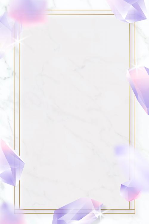 Rectangle crystal frame on marble background vector - 1225756