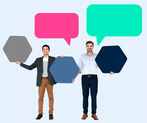 Business partners with blank speech bubbles - 504280