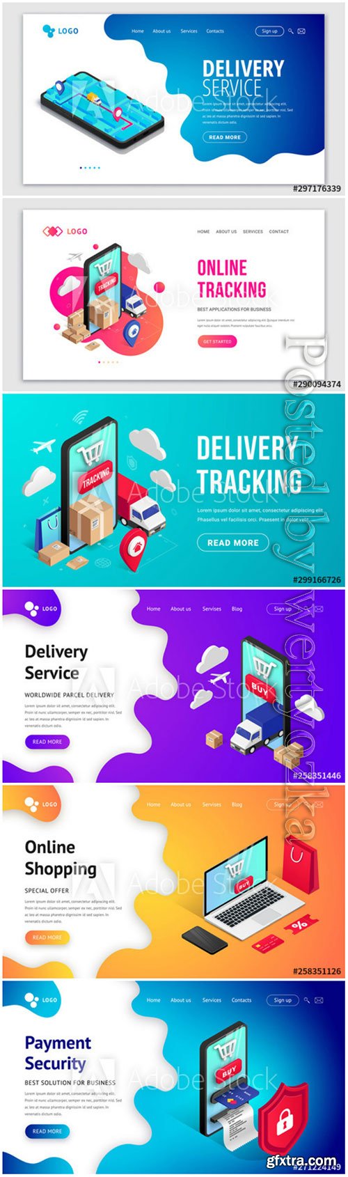 Tracking isometric concept phone banner