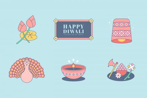 Deepavali, the festival of lights element vector set - 1180549