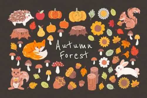 Autumn design elements vector set - 1180782