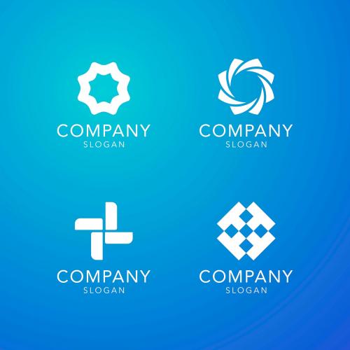 Blue company slogan collection vector - 1199859