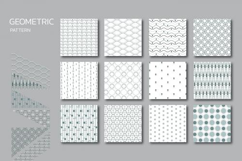 Seamless geometric pattern vector set - 1200369