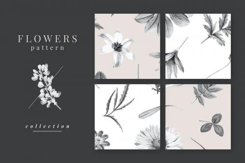 Blooming flowers pattern vector collection - 1201109