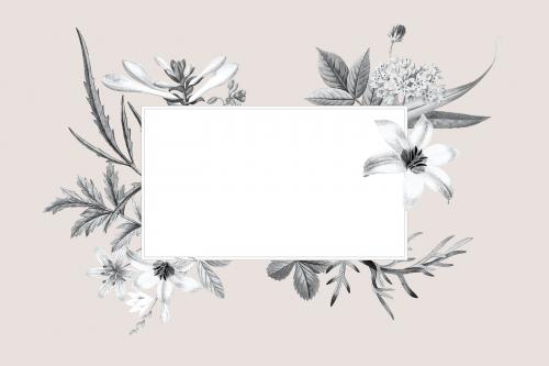 Blank floral frame design vector - 1201115