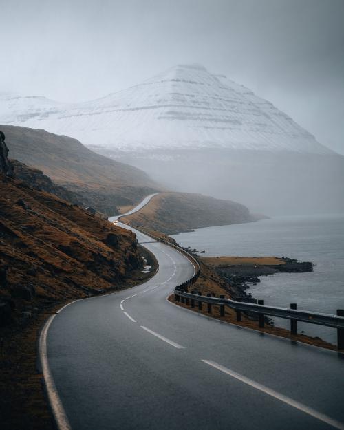 Scenic freeway by the lake on Faroe Islands - 2208621