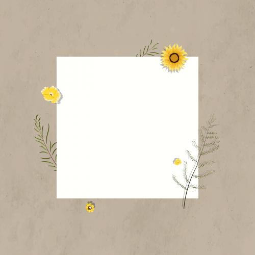 Blank square sunflower frame vector - 1202847