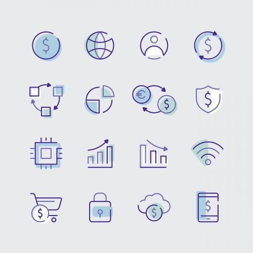 Cryptocurrency design elements vector set - 1206577