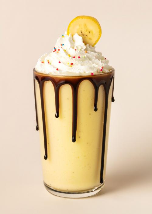 Chocolate banana milkshake with whipped cream - 2274849