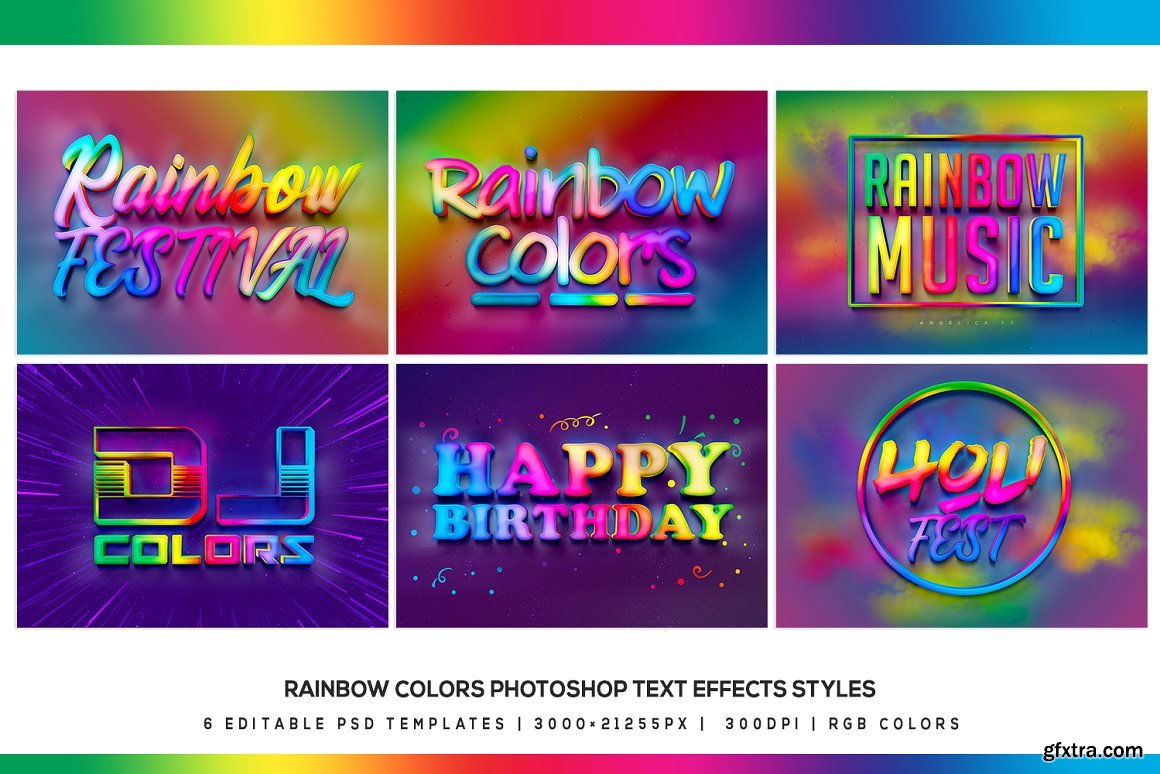 CreativeMarket - Rainbow Colors Photoshop Text Effect 5033957 » GFxtra