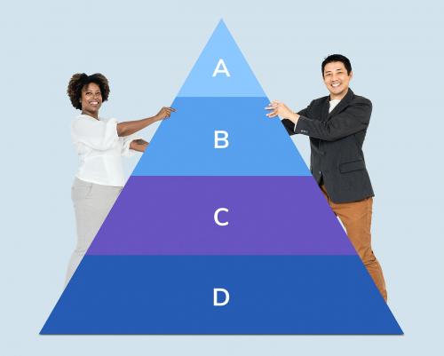 Man and woman holding a pyramid graph - 504366