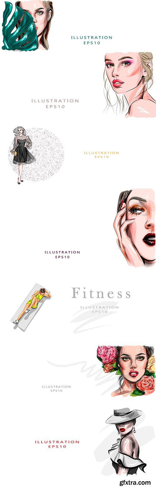 Hand-Draw Beautiful Women Illustrations