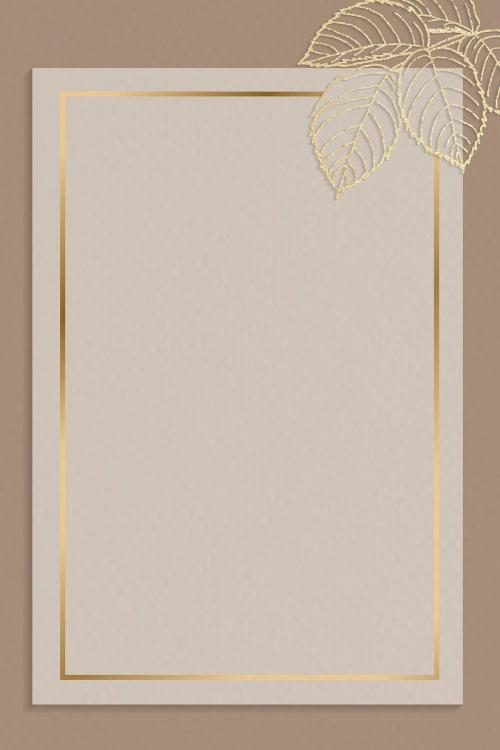 Blank golden leafy frame vector - 1211980