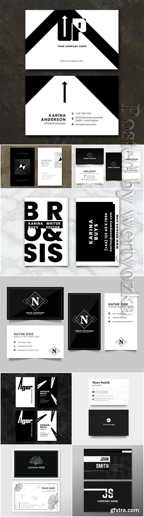 Monochrome business vector cards concept