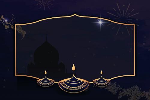 Gold frame on Diwali pattern background vector - 1213591