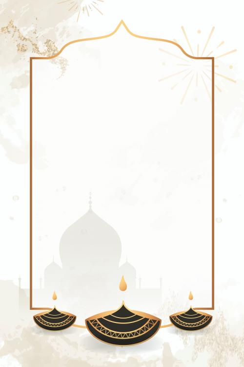 Gold frame on Diwali pattern background vector - 1213599