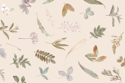 Foliage pattern on beige background vector - 1213635