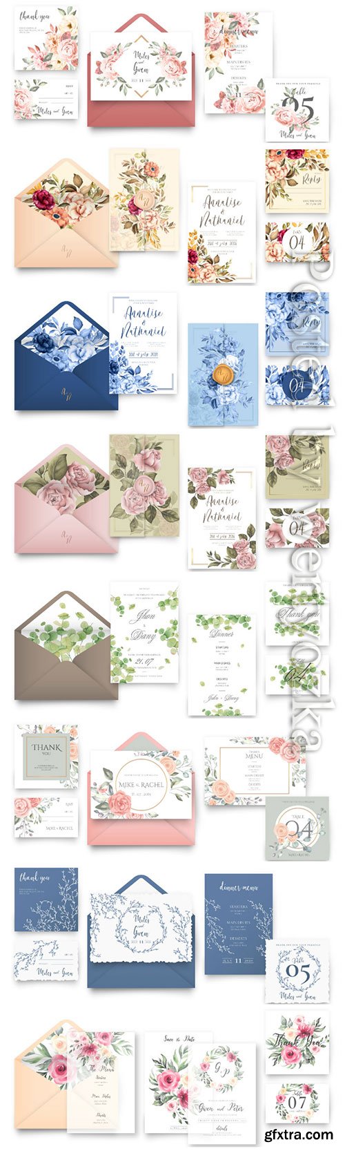 Elegant wedding stationery vector set