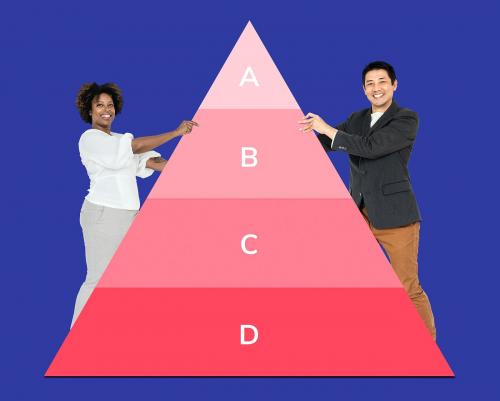 Man and woman holding a pyramid graph - 504400