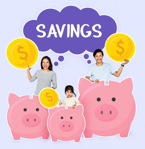 Happy family with savings for their future - 504417