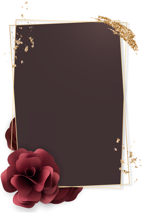 Luxurious golden frame with flowers transparent png - 2105454