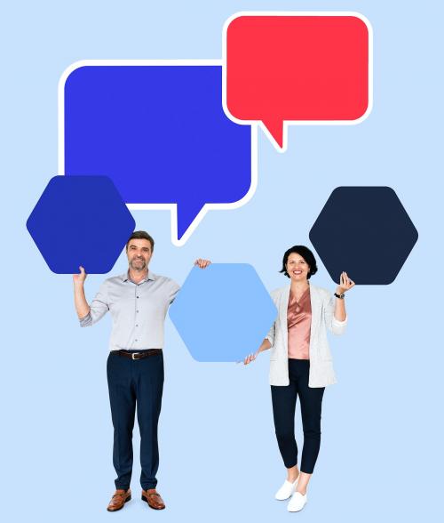 Business partners with blank speech bubbles - 504429