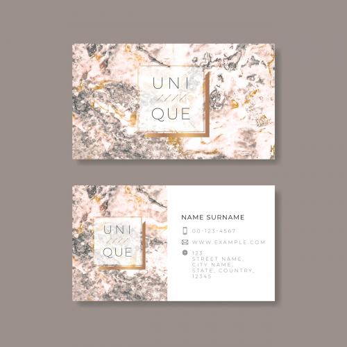 Pink marble business card vector - 1218384