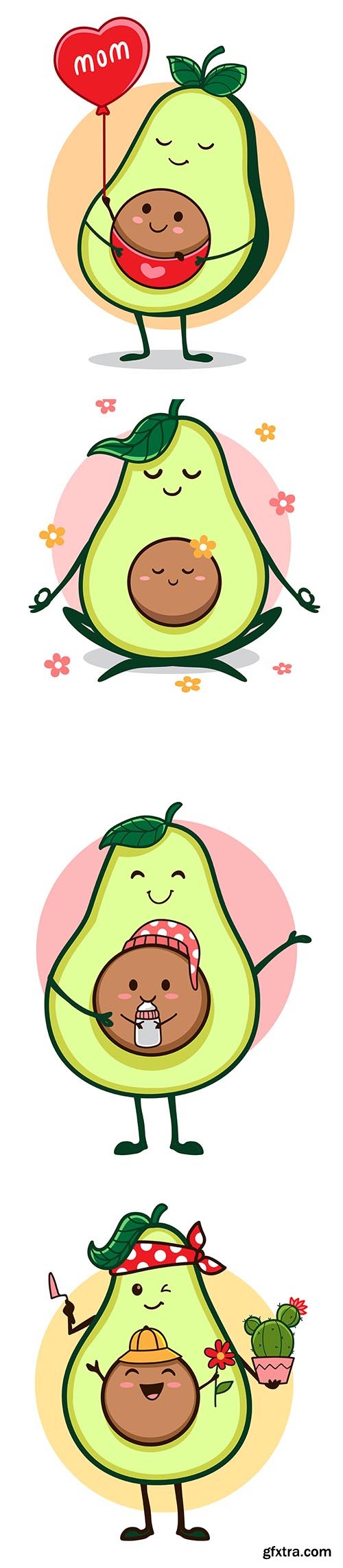 Avocado Mama and Bebe Cartoon Illustrations