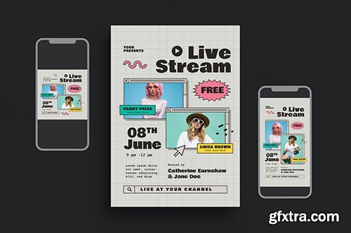 Live Stream Event Flyer Set