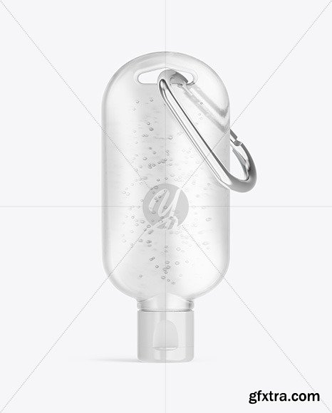 Clear Sanitizer Bottle with Carabine Mockup 61298