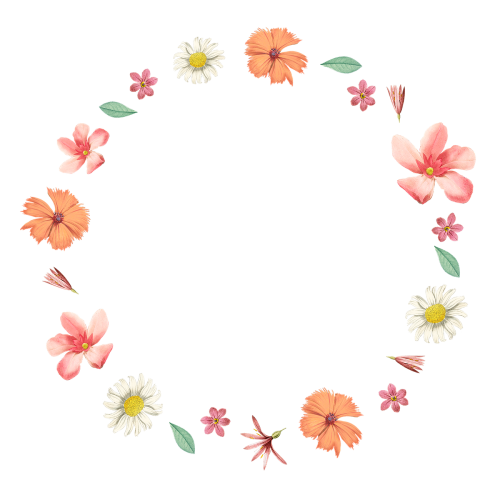 Round mixed flowers frame patterned transparent png - 2094514